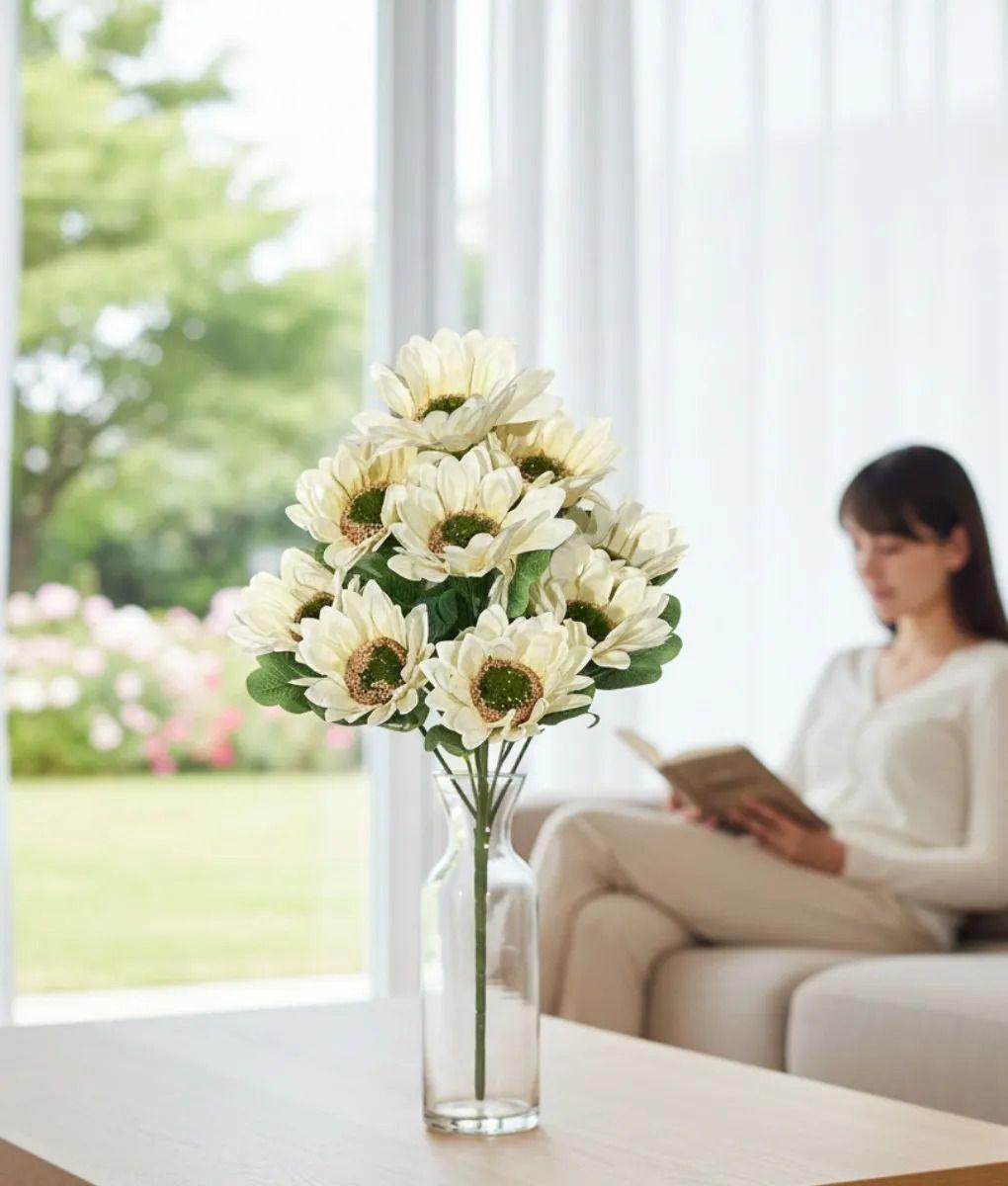 Set 2 Flores Artificiales Ramo Decorativo Margarita Jhn-5