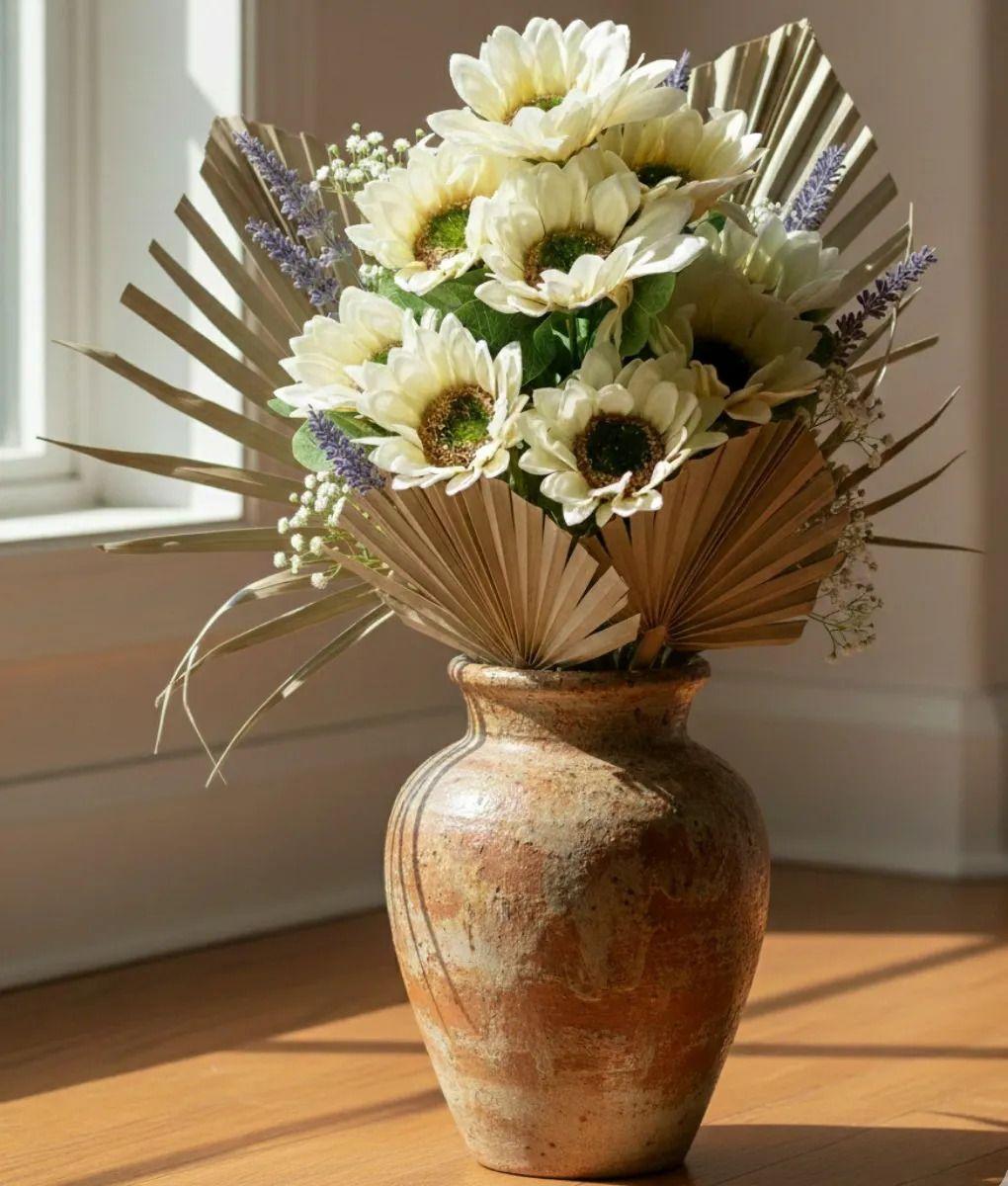 Set 2 Flores Artificiales Ramo Decorativo Margarita Jhn-9