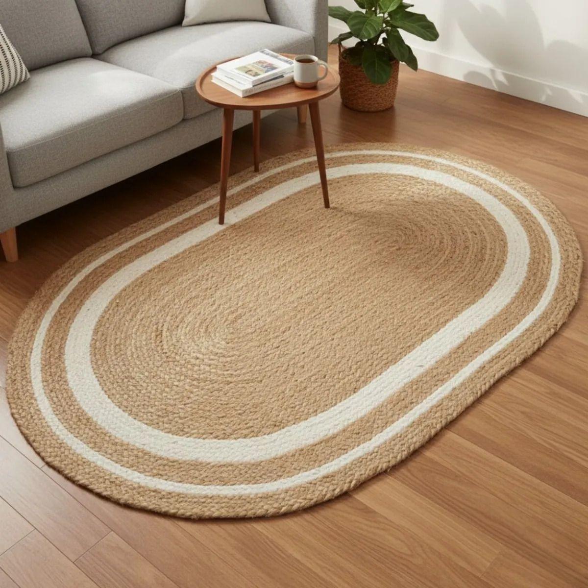 Alfombra Ovalada Trenzada Diseño Natural Minimalista AJ-7