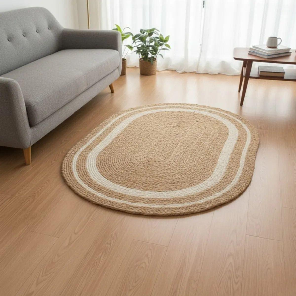 Alfombra Ovalada Trenzada Diseño Natural Minimalista AJ-8