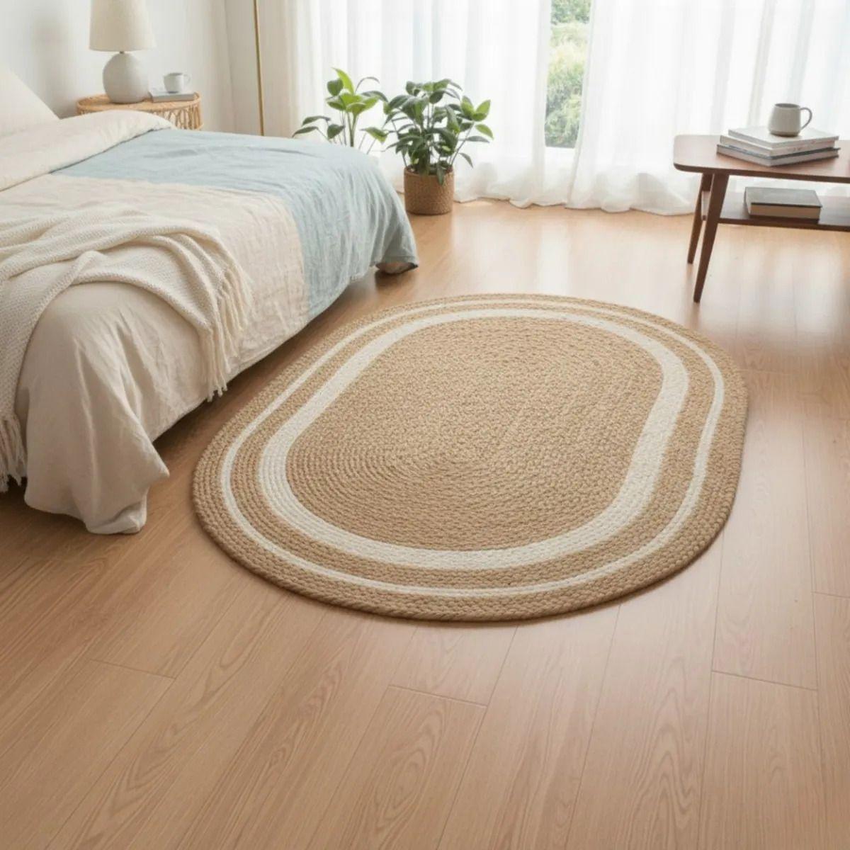 Alfombra Ovalada Trenzada Diseño Natural Minimalista AJ-9