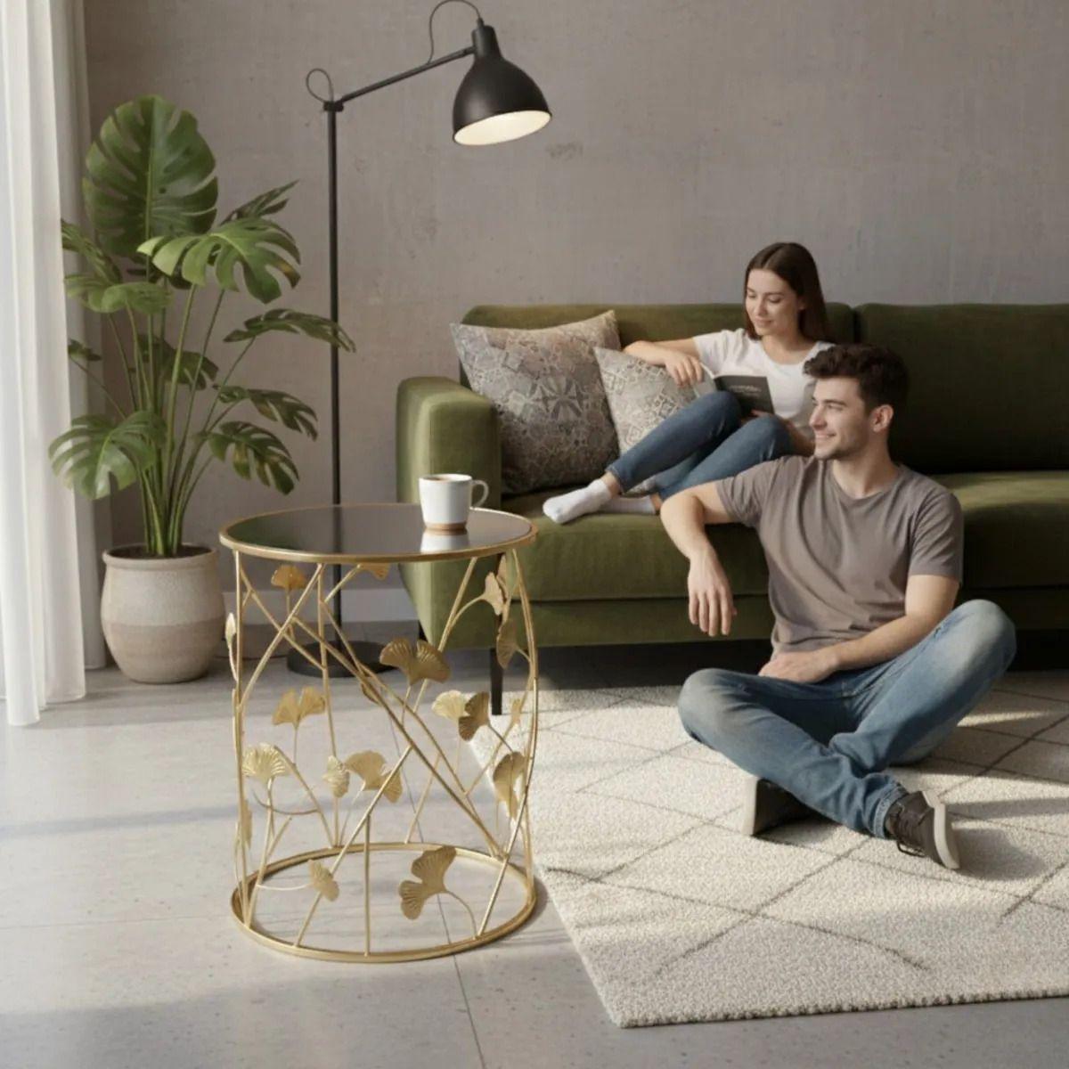 Mesa Auxiliar Acento Ginkgo Elegante Diseño Escultural Jhn-3