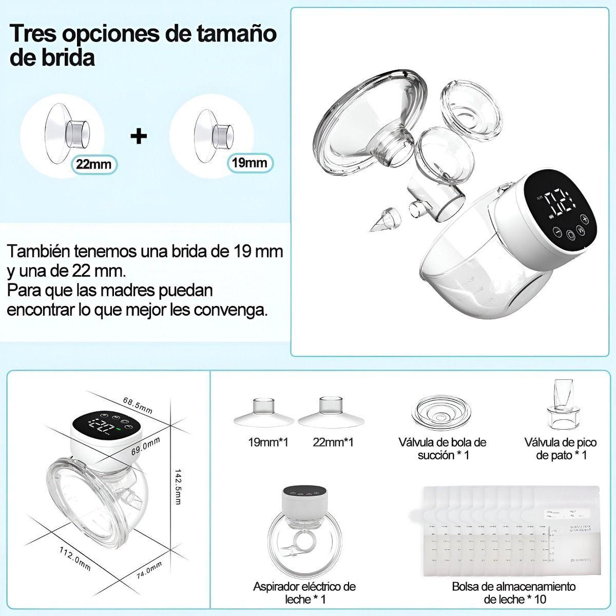 Sacaleche Extractor Leche Materna Doble Portátil LED Jhn-8
