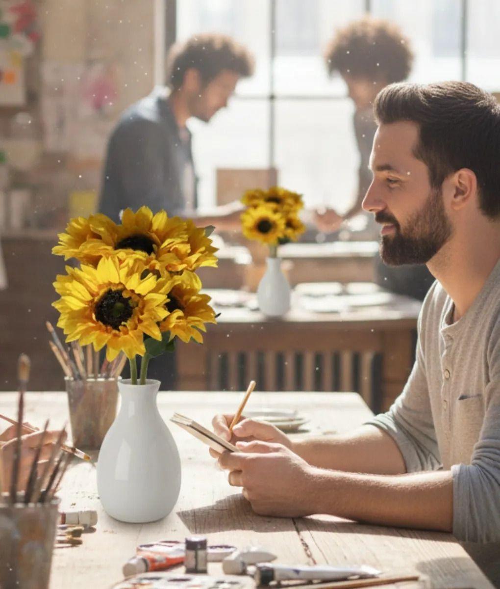 Ramo Floral Artificial Decorativo Girasoles Adorno Hogar Jhn-8