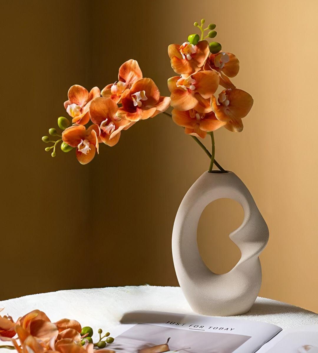 Jarrón Flores Moderno Cerámica Decoración Grande Blanco Jhn-4
