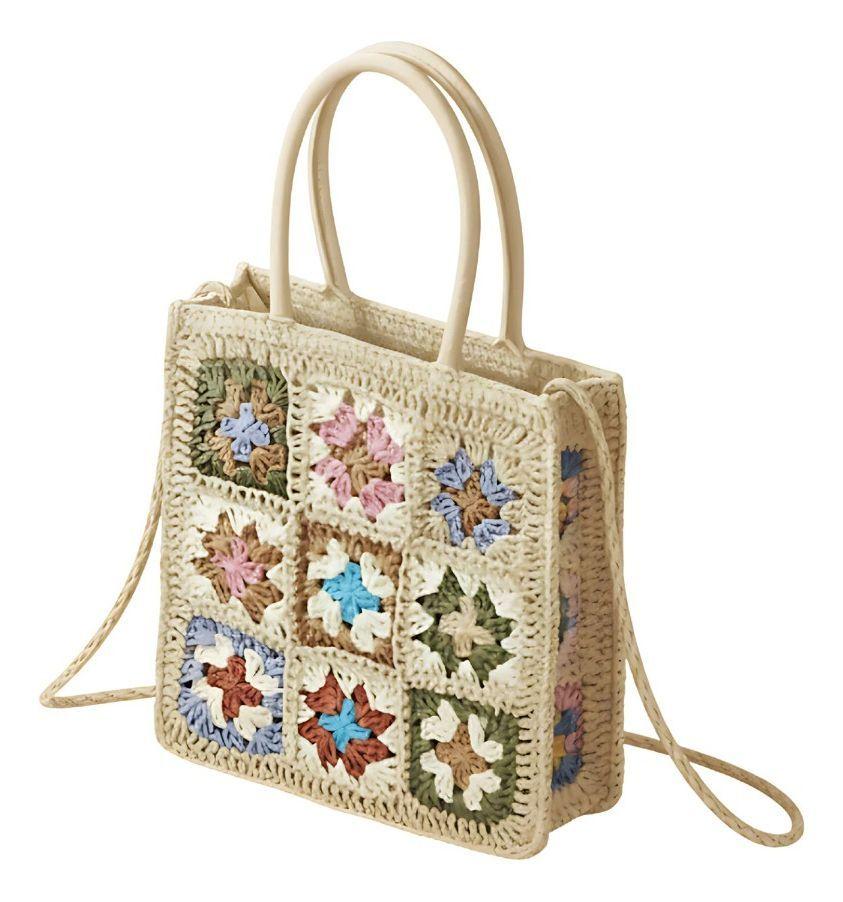 Cartera Bolso Mano Tejido Crochet Moderno Versátil Jhn-2