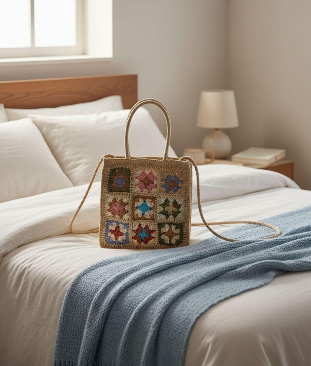 Cartera Bolso Mano Tejido Crochet Moderno Versátil Jhn-8