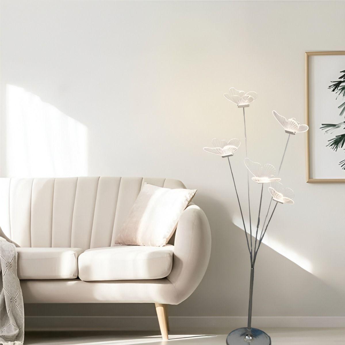 Lámpara Pie Mariposas Decorativa Iluminación LED Hogar Jhn-4