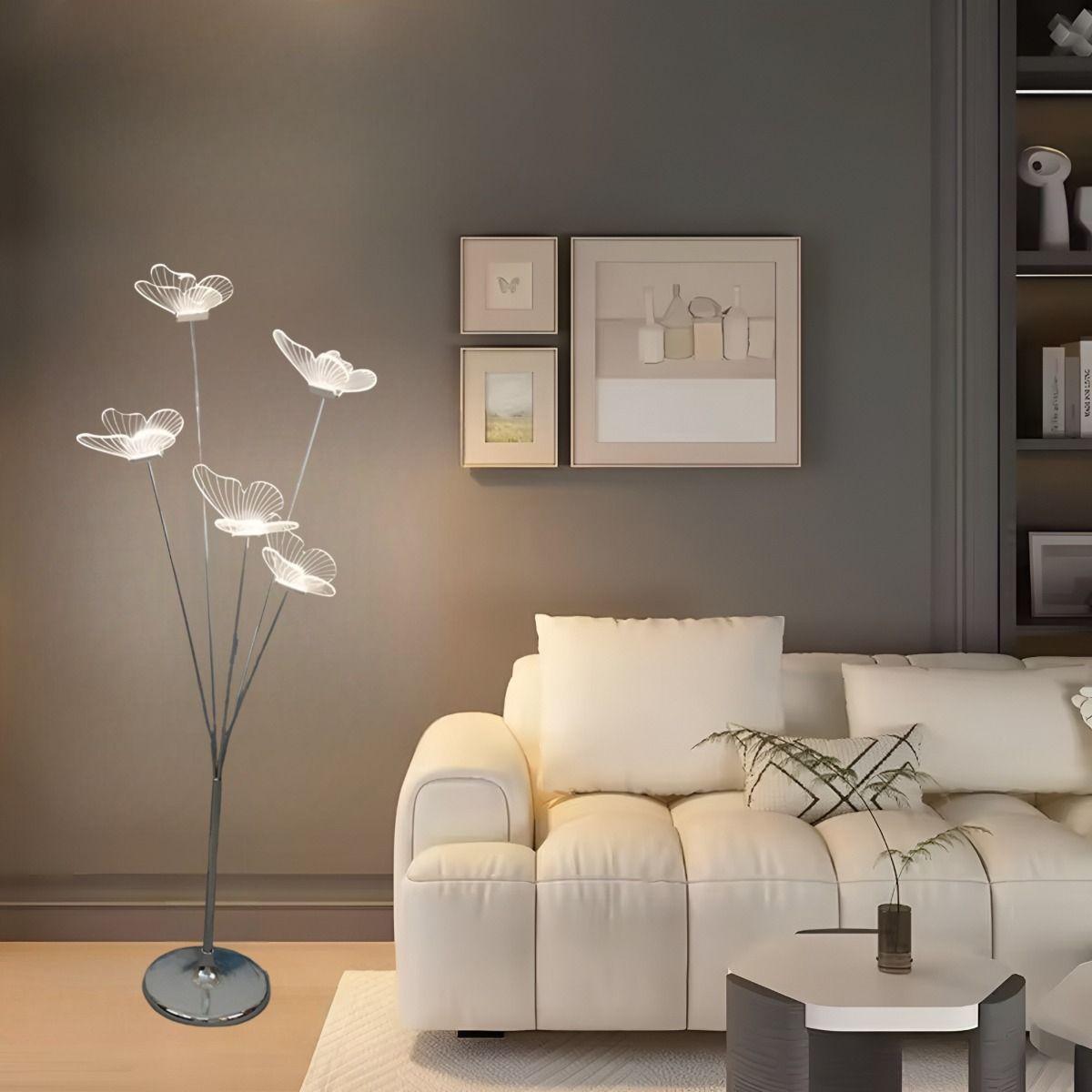 Lámpara Pie Mariposas Decorativa Iluminación LED Hogar Jhn-9