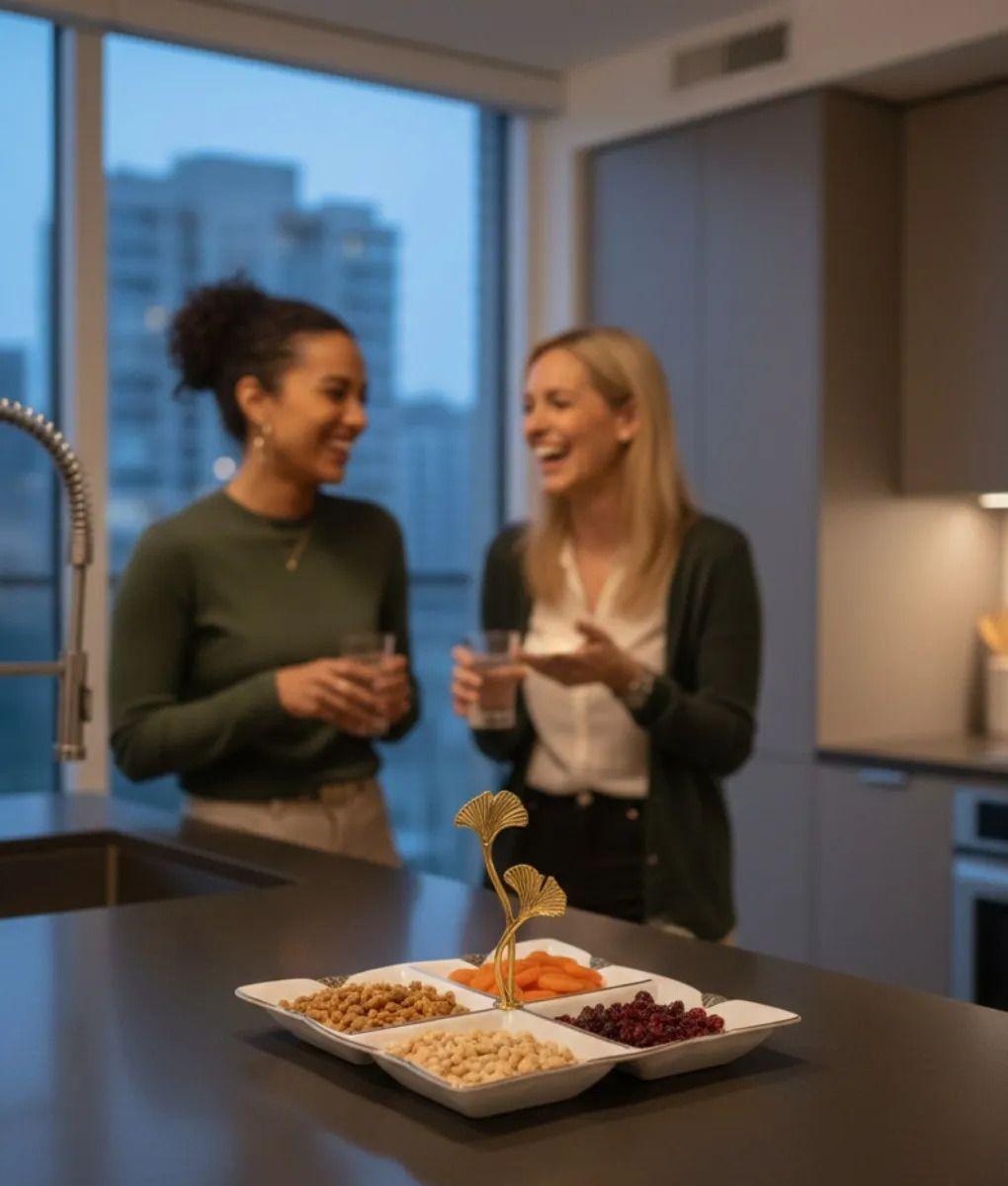 Bandeja Decorativa Servicio Seccionada Mango Botánico Jhn-2