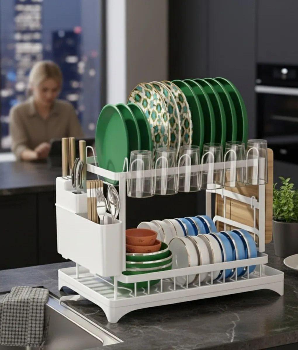 Secaplatos Escurridor Doble Nivel Organizador Cocina Jhn-3