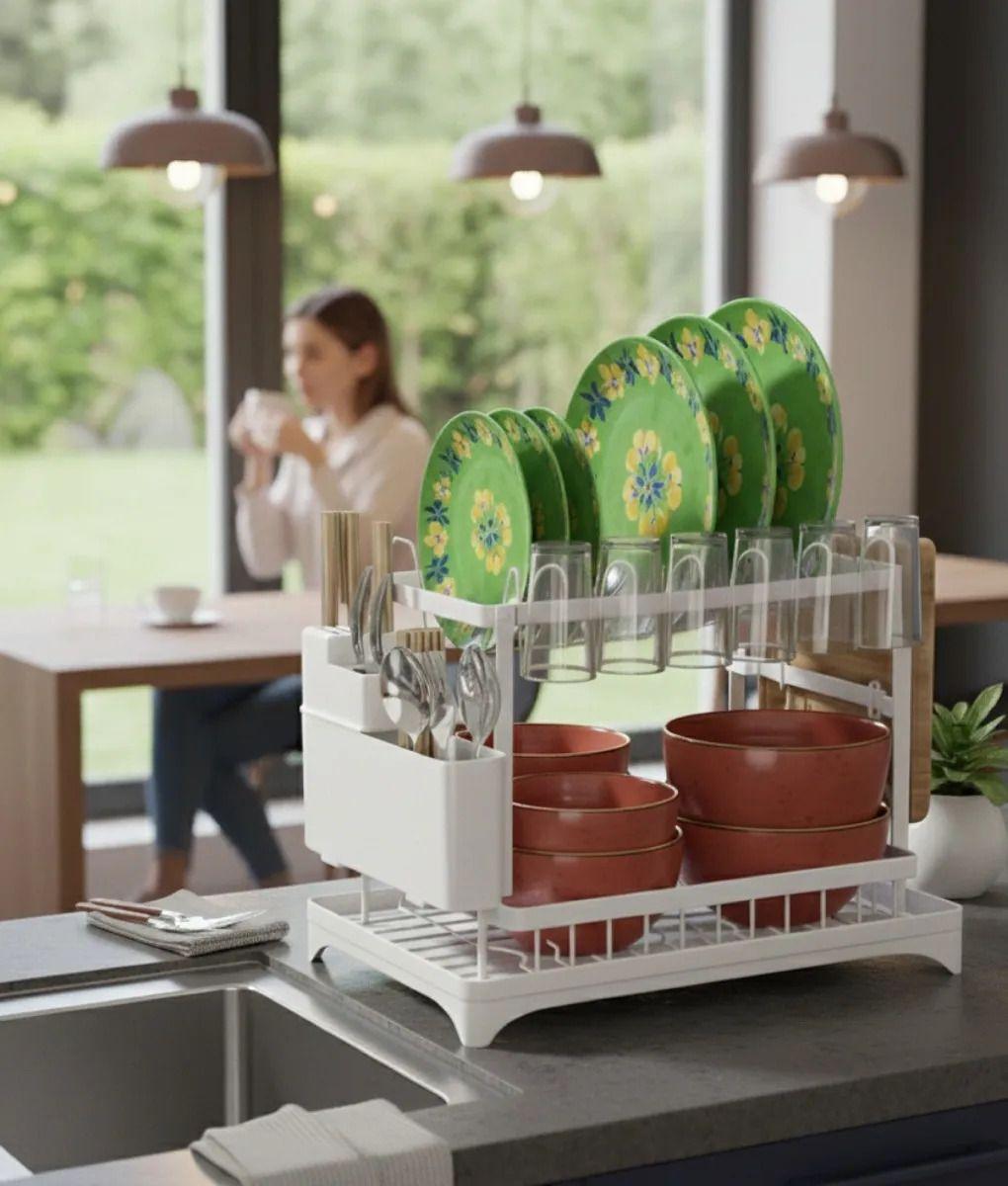 Secaplatos Escurridor Doble Nivel Organizador Cocina Jhn-8