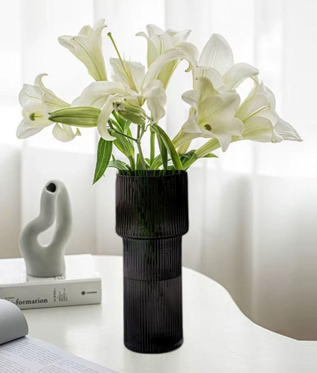 Florero Decorativo Acanalado Elegante Moderno Hogar Jhn-5