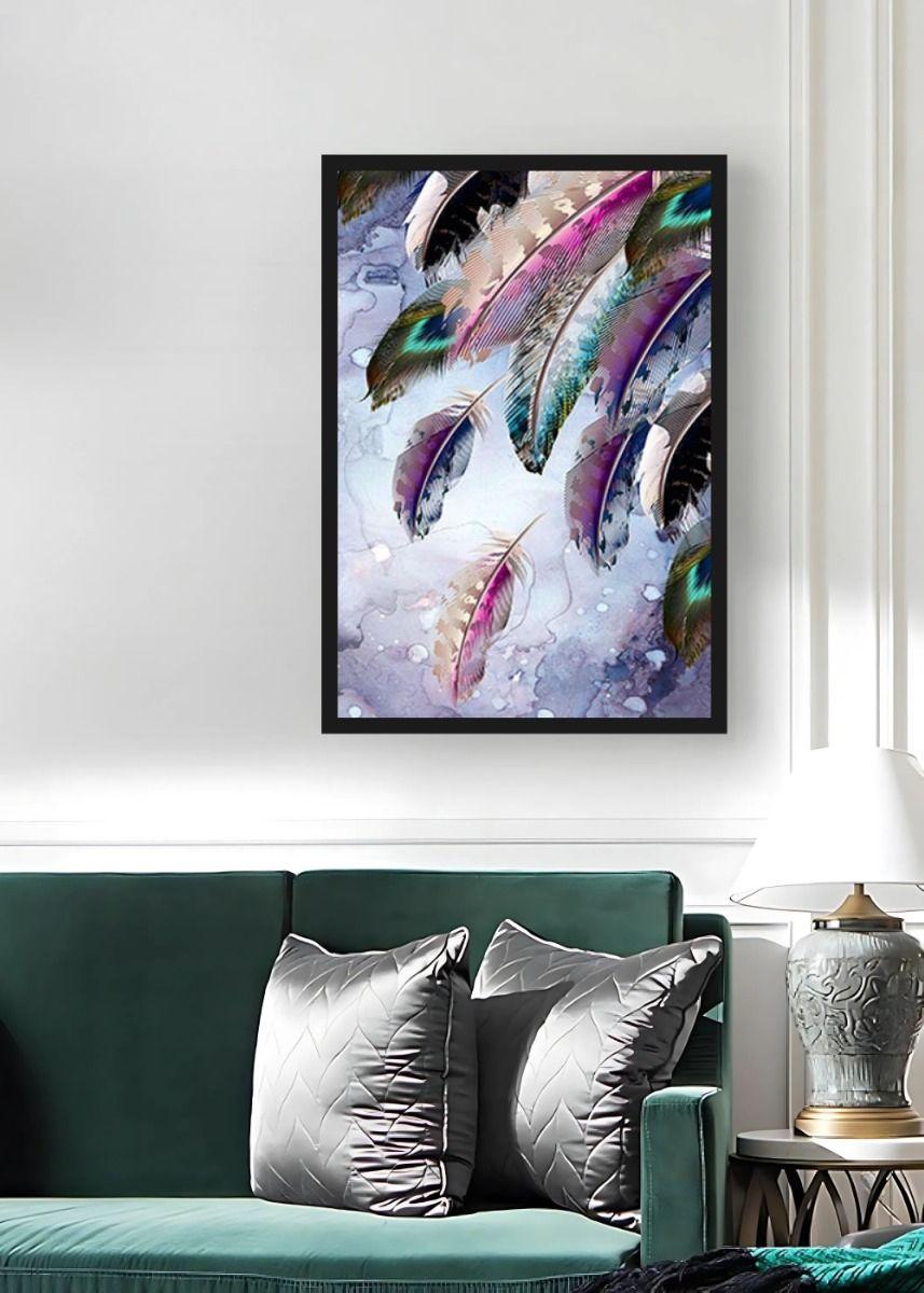 Cuadro Decorativo Abstracto Plumas Moderno Arte Hogar Jhn-7