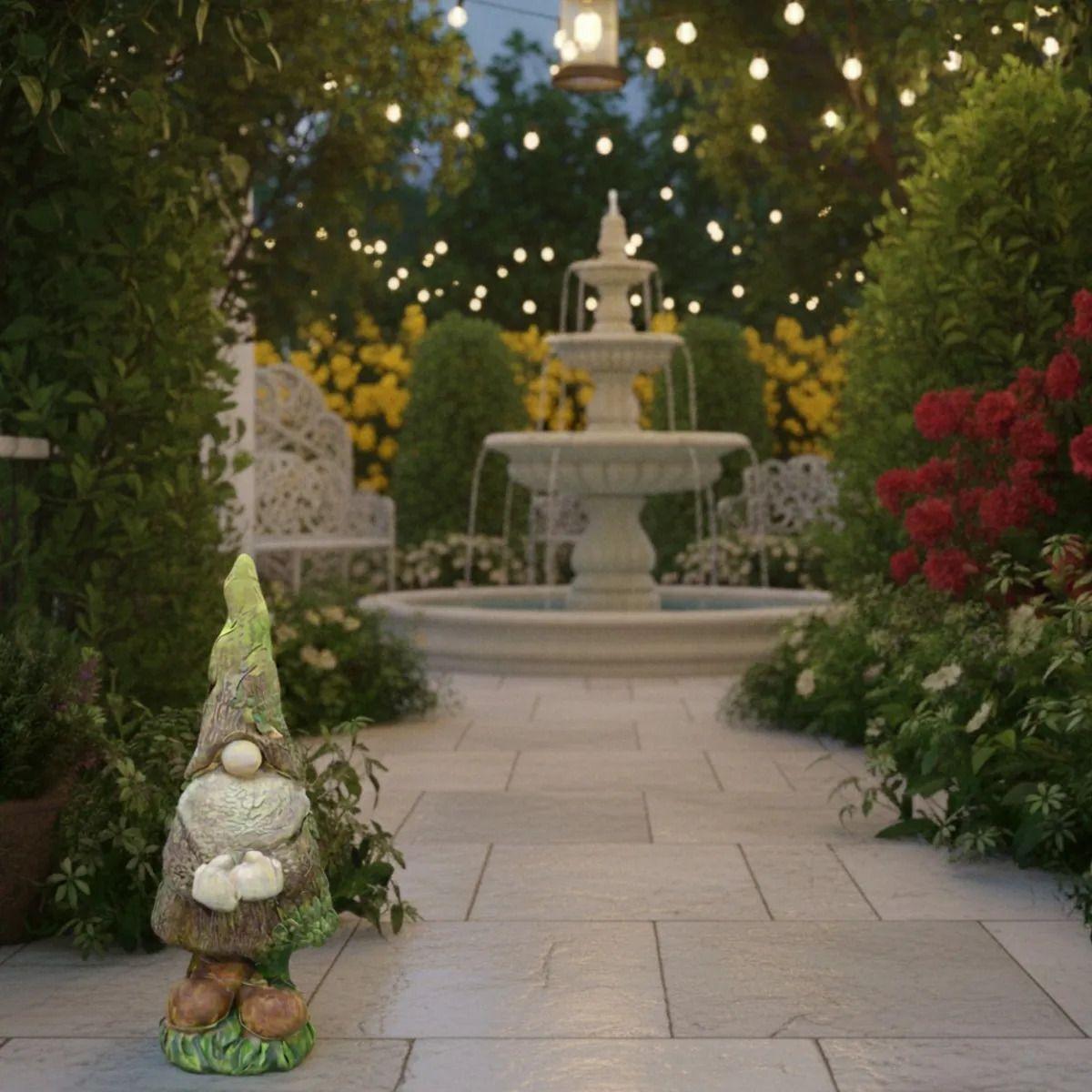 Figura Decorativa Gnomo Jardín Adorno Estilo Tronco Jhn-6
