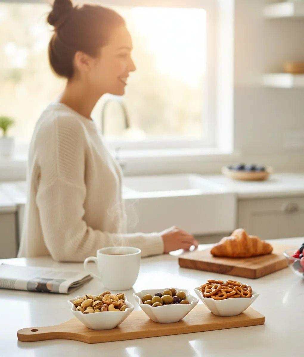 Juego 3 Soporte Snacks Base Bambú Salsas Aperitivos Jhn-6