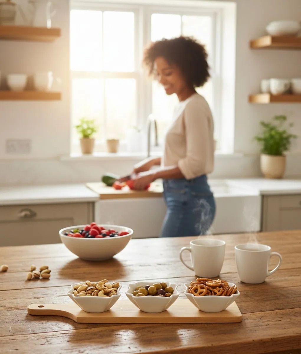 Juego 3 Soporte Snacks Base Bambú Salsas Aperitivos Jhn-8