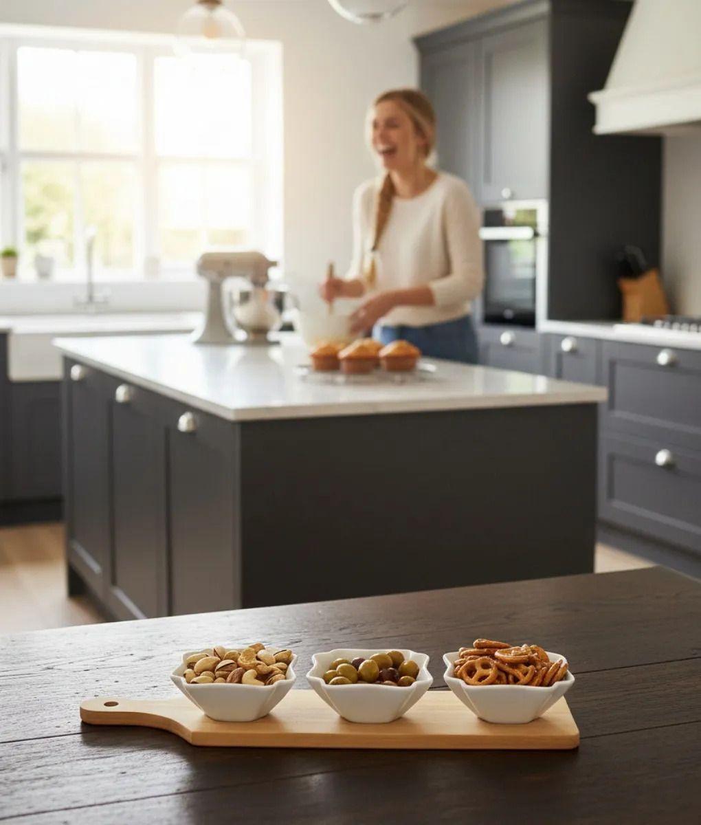 Juego 3 Soporte Snacks Base Bambú Salsas Aperitivos Jhn-9