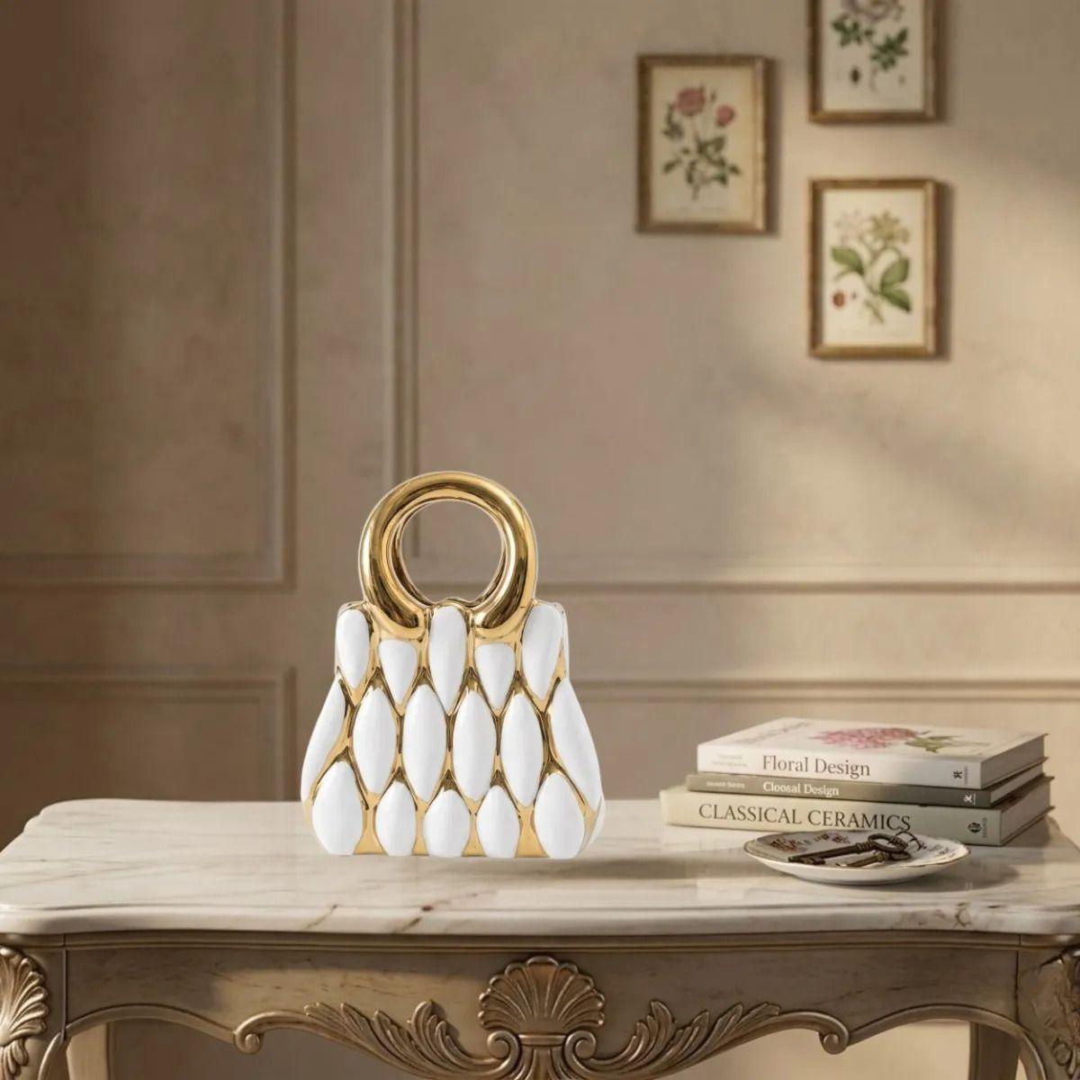 Escultura Decorativa Bolso Alta Costura Diseno Lujo ALJ-4