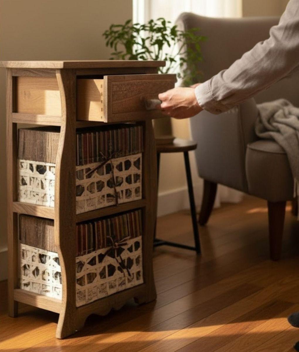 Cómoda Mueble Organizador Estilo Rústico Moderno Jhn-3