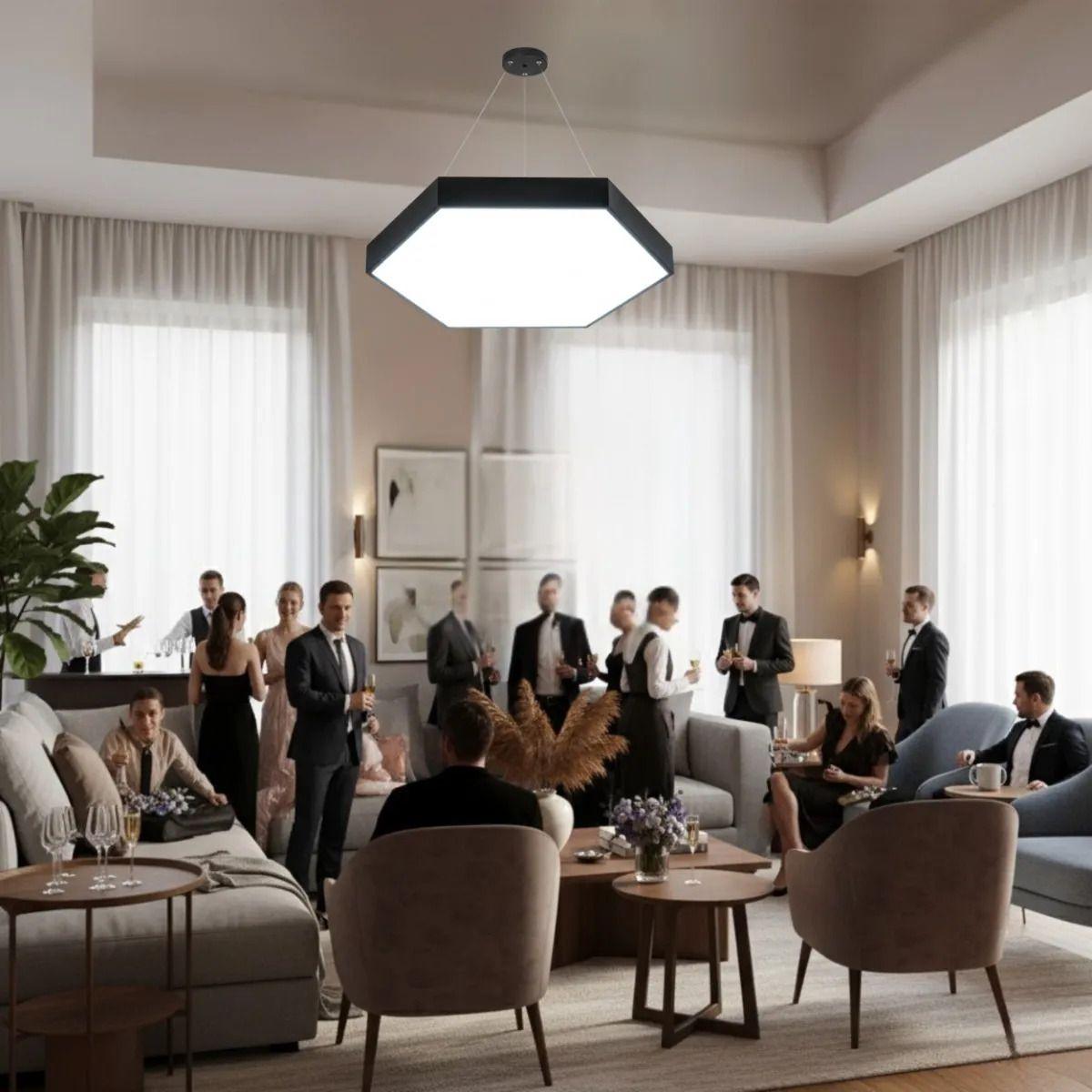Lámpara Colgante Hexagonal Led Moderna Techo Lujo ALJ-2