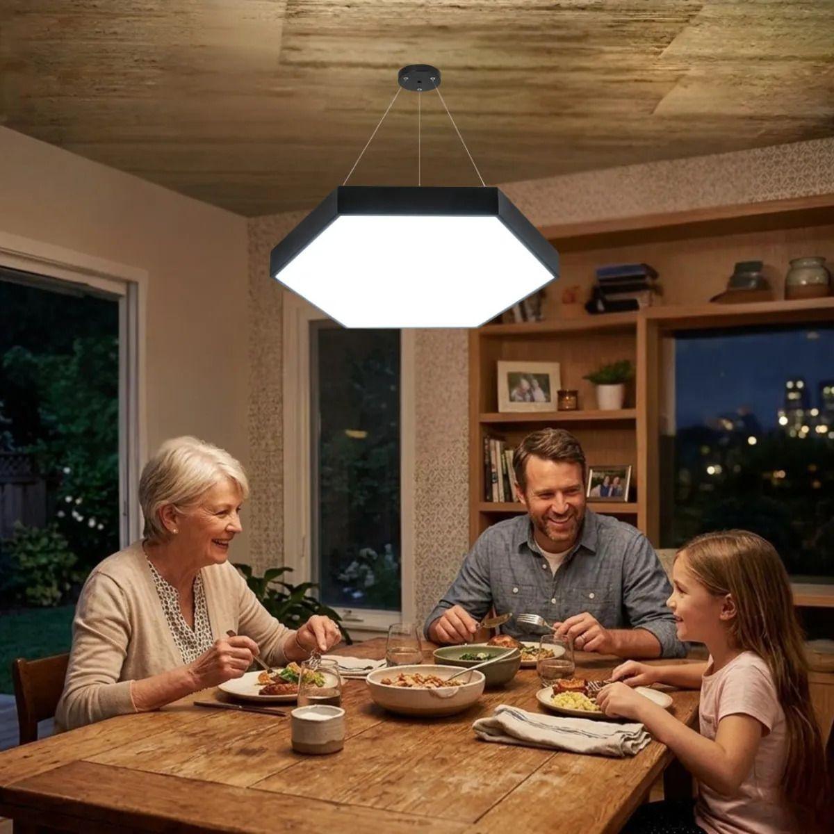 Lámpara Colgante Hexagonal Led Moderna Techo Lujo ALJ-4