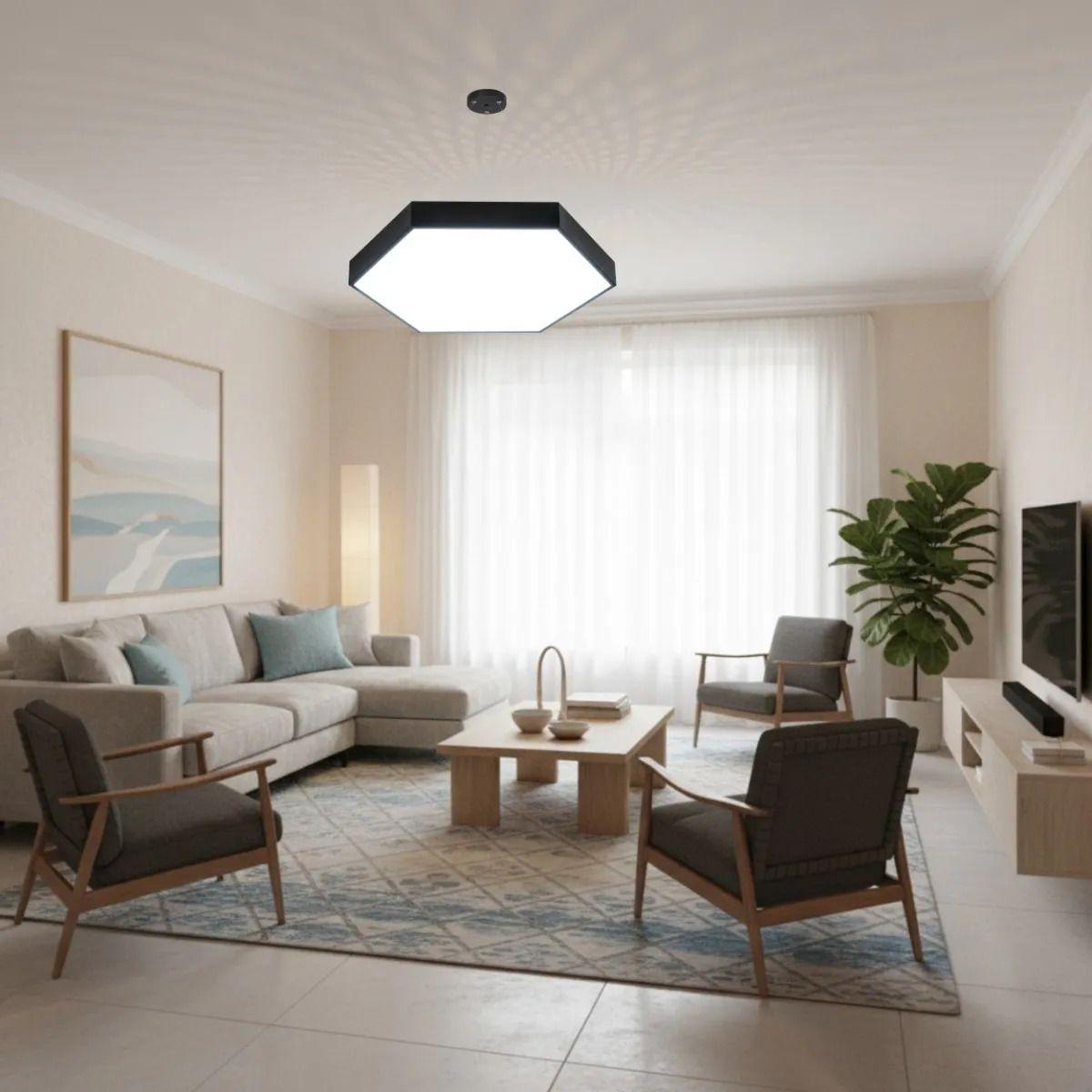 Lámpara Colgante Hexagonal Led Moderna Techo Lujo ALJ-5