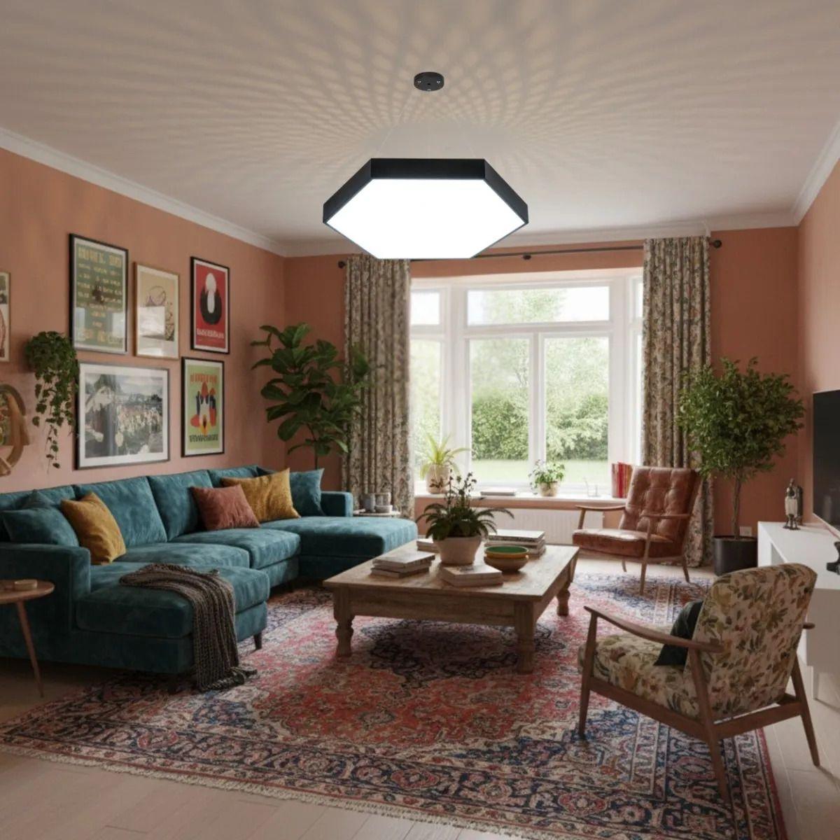 Lámpara Colgante Hexagonal Led Moderna Techo Lujo ALJ-6