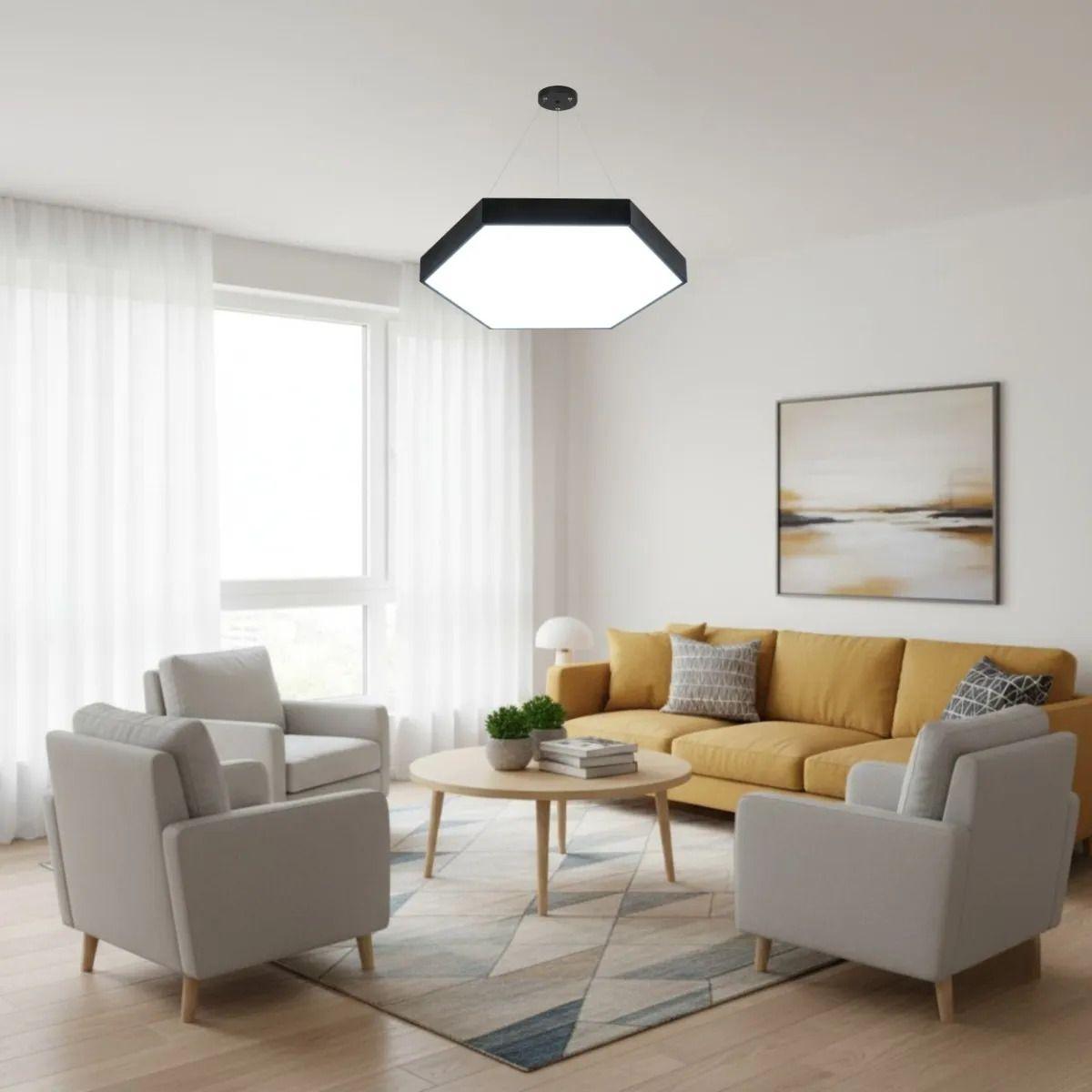 Lámpara Colgante Hexagonal Led Moderna Techo Lujo ALJ-9