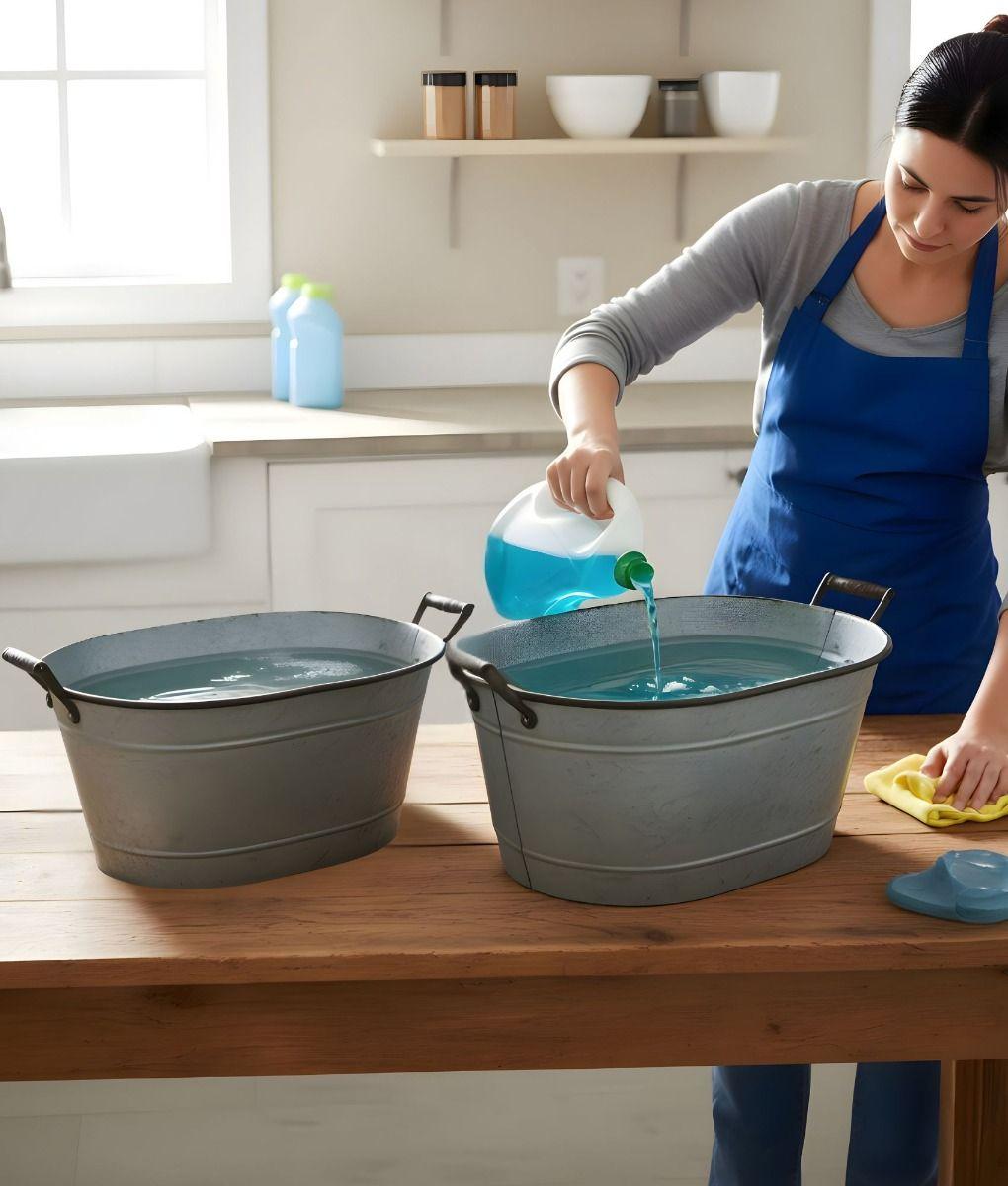 Set 2 Balde Multifuncional Bañera Asa Estilo Vintage Jhn-2