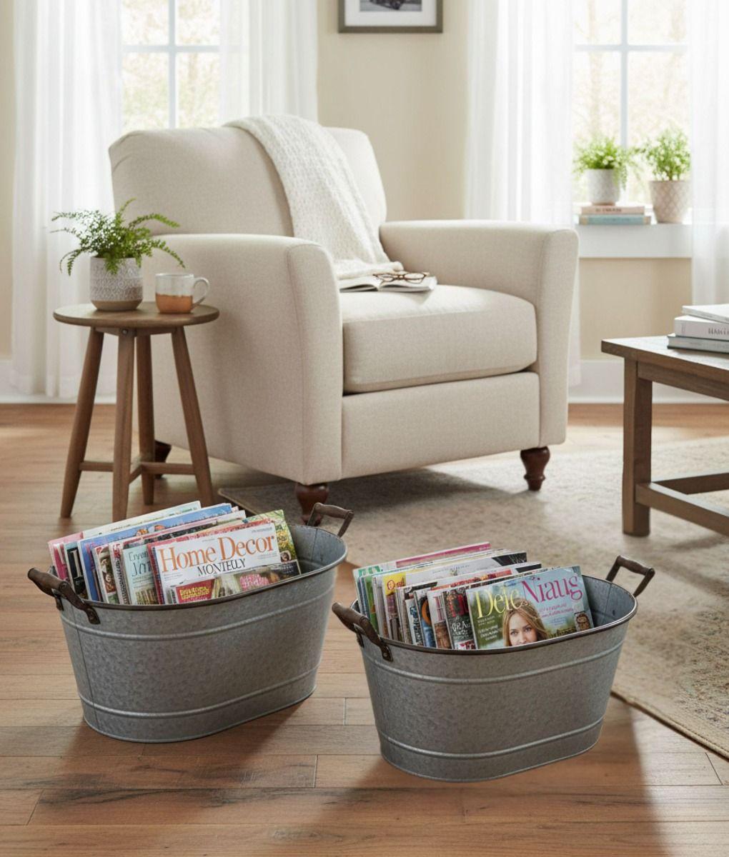 Set 2 Balde Multifuncional Bañera Asa Estilo Vintage Jhn-8