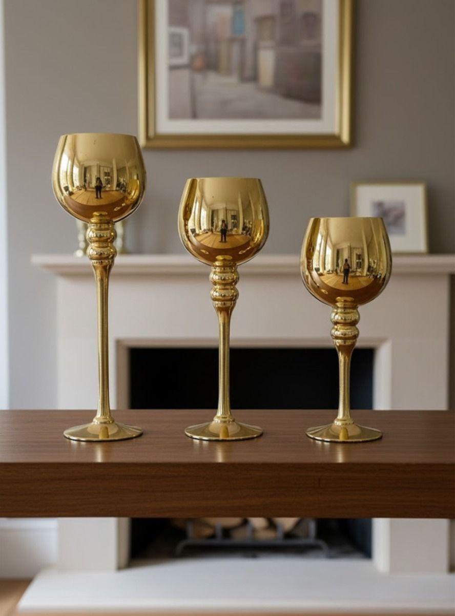 Set 3 Portavelas Diseño Copa Gala Soporte Decorativo Jhn-9