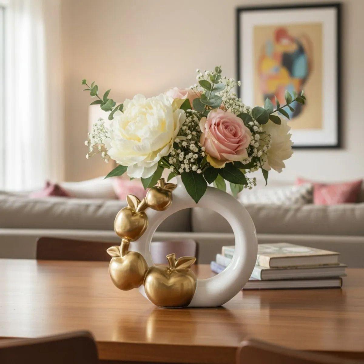 Florero Decorativo Jarrón Diseño Circular Adorno Estilo Jhn-5