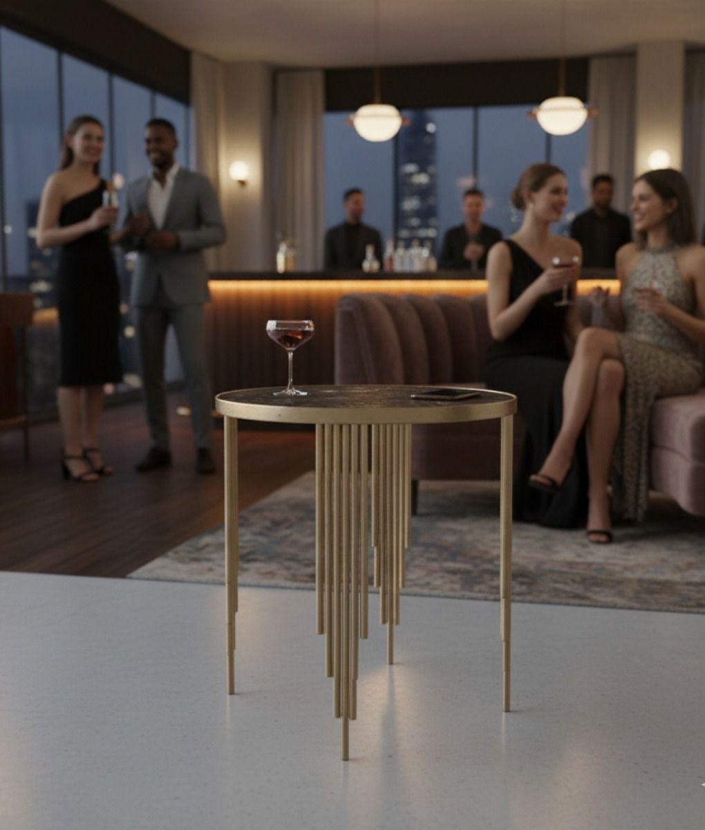 Mesa Auxiliar Redonda Diseño Geométrico Elegante Jhn-2