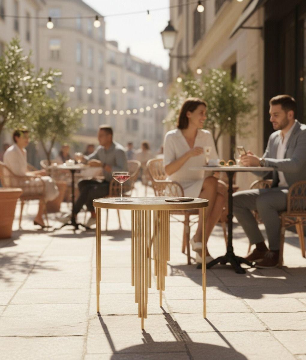 Mesa Auxiliar Redonda Diseño Geométrico Elegante Jhn-3