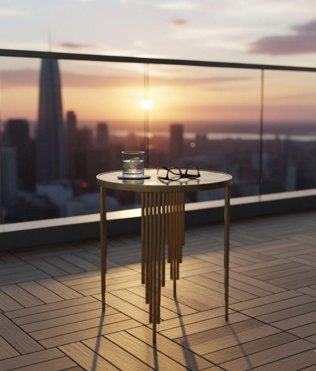 Mesa Auxiliar Redonda Diseño Geométrico Elegante Jhn-5