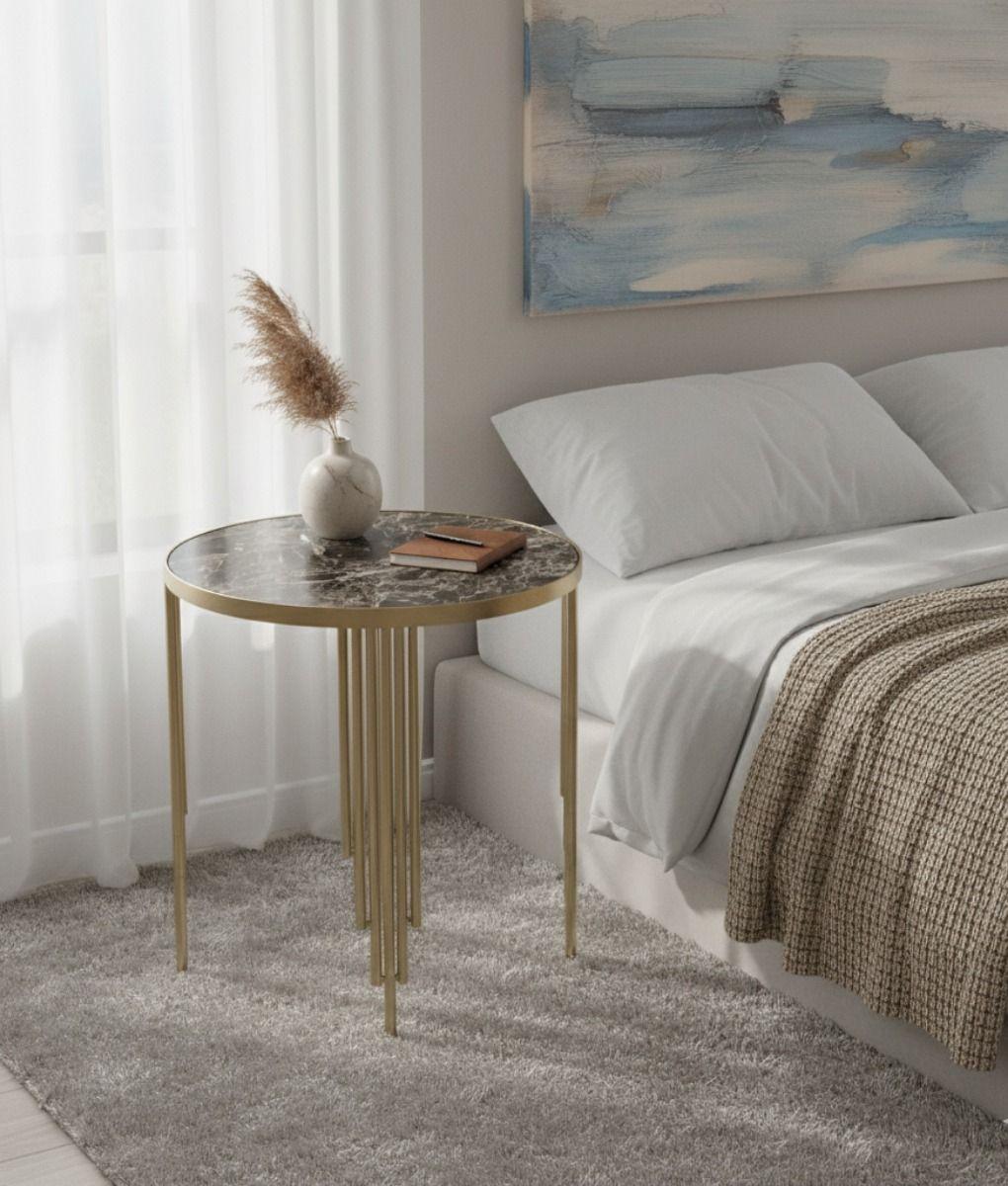 Mesa Auxiliar Redonda Diseño Geométrico Elegante Jhn-6