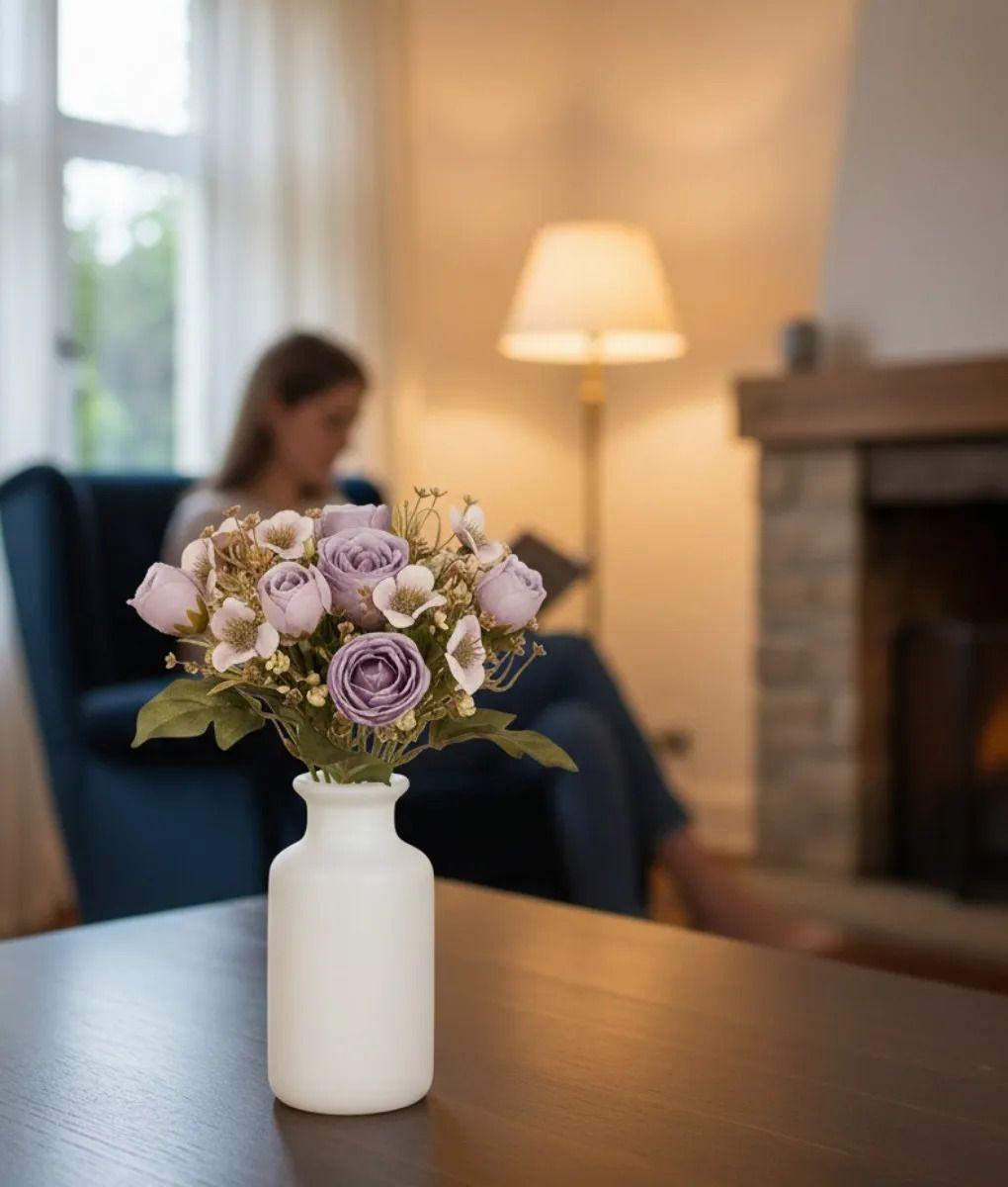 Set 4 Flores Artificiales Silvestres Ramo Rosas Vintage Jhn-3