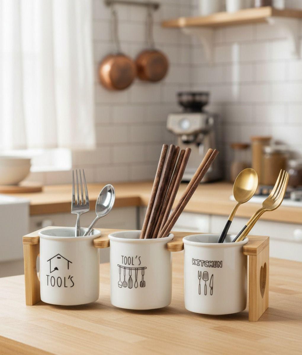 Set Organizador Cubiertos Utensilios Moderno 3 Pzas Jhn-8