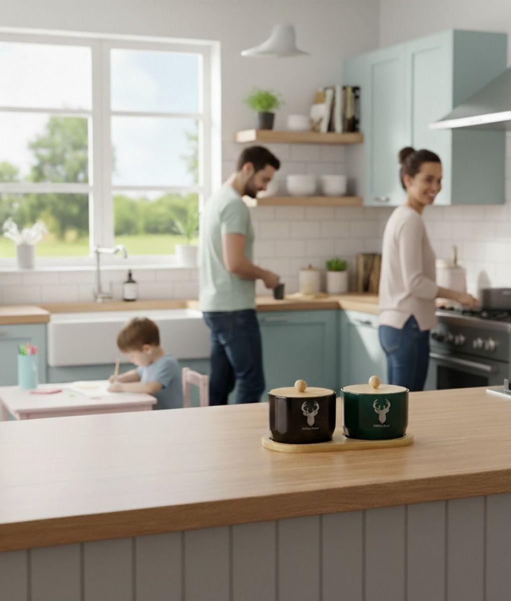 Set 2 Frascos Almacenamiento Contenedor Encanto Natural Jhn-3