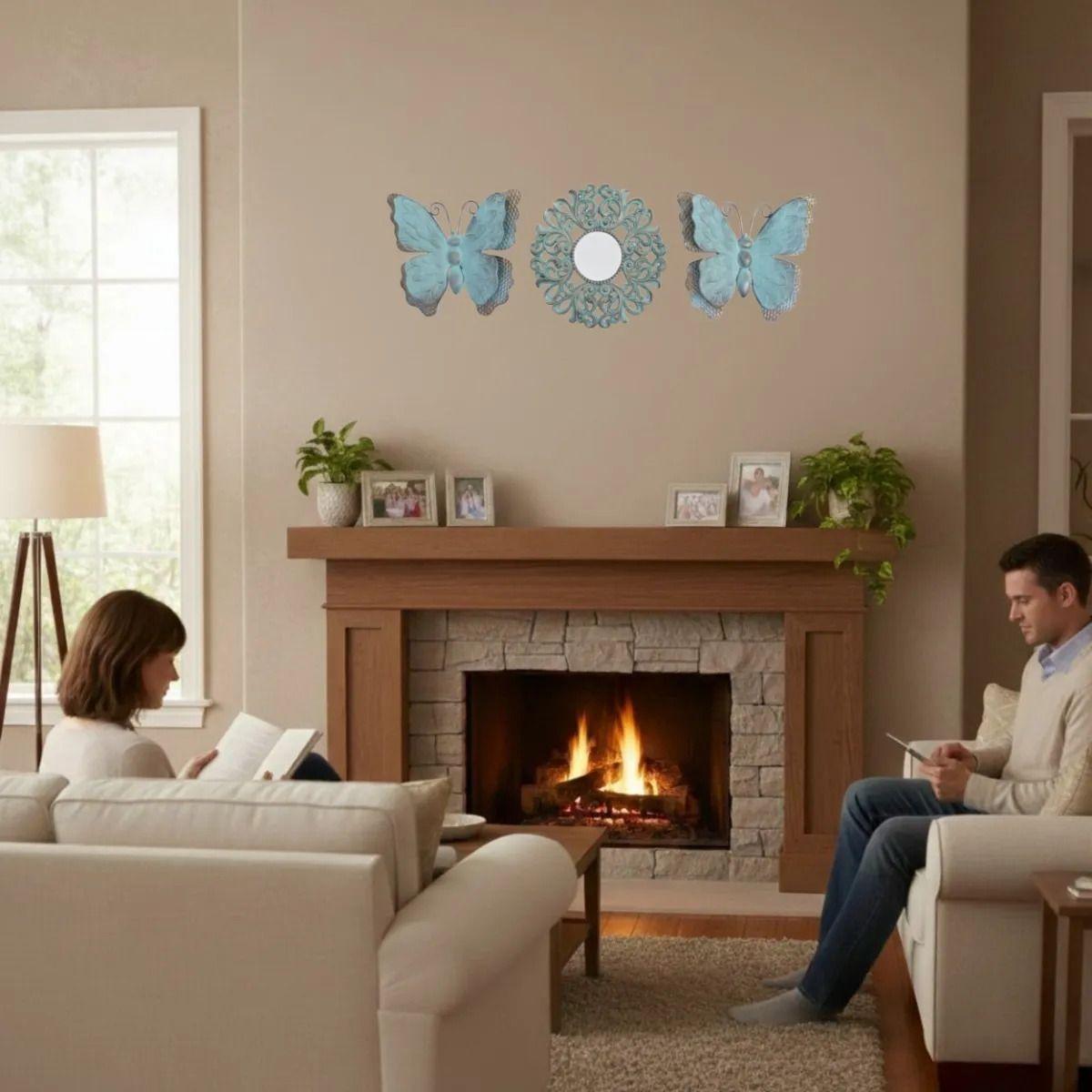 Set Decorativo Pared 3 Piezas Diseño Calado Mariposas Jhn-4