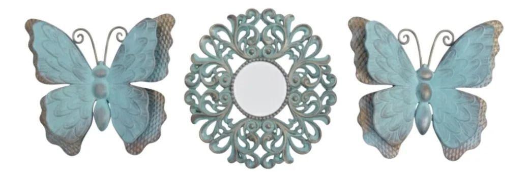 Set Decorativo Pared 3 Piezas Diseño Calado Mariposas Jhn-9