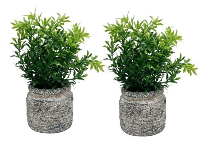 Set 2 Plantas Artificiales Arbusto Follaje Rústico Jhn-2