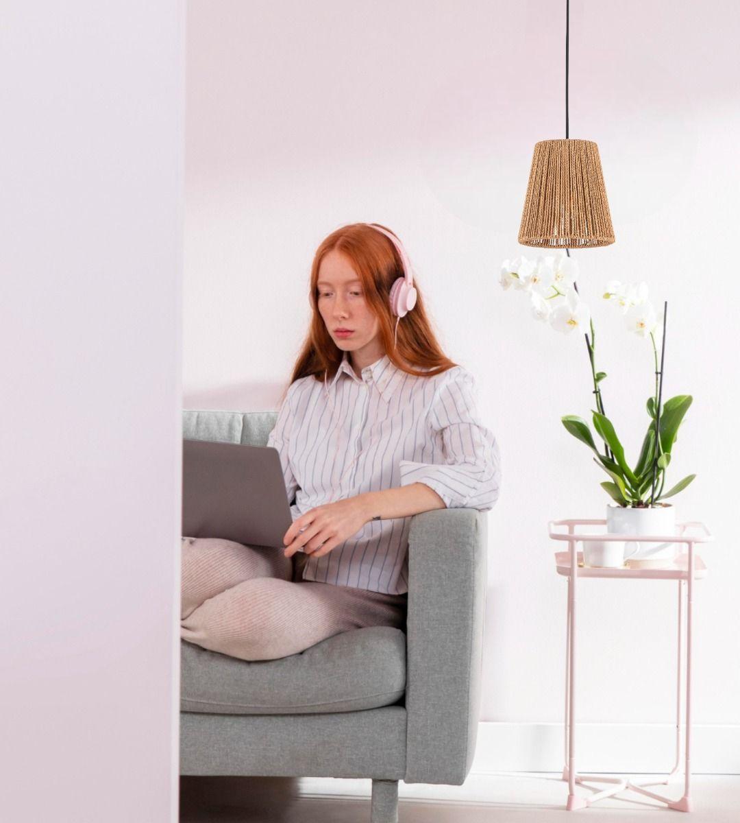 Lámpara Colgante Pequeña Tejida Vintage Retro Bohemio Jhn-3