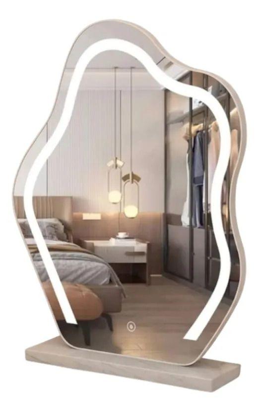 Espejo Mesa Orgánico Luz Led Táctil Tocador Maquillaje ALJ-0