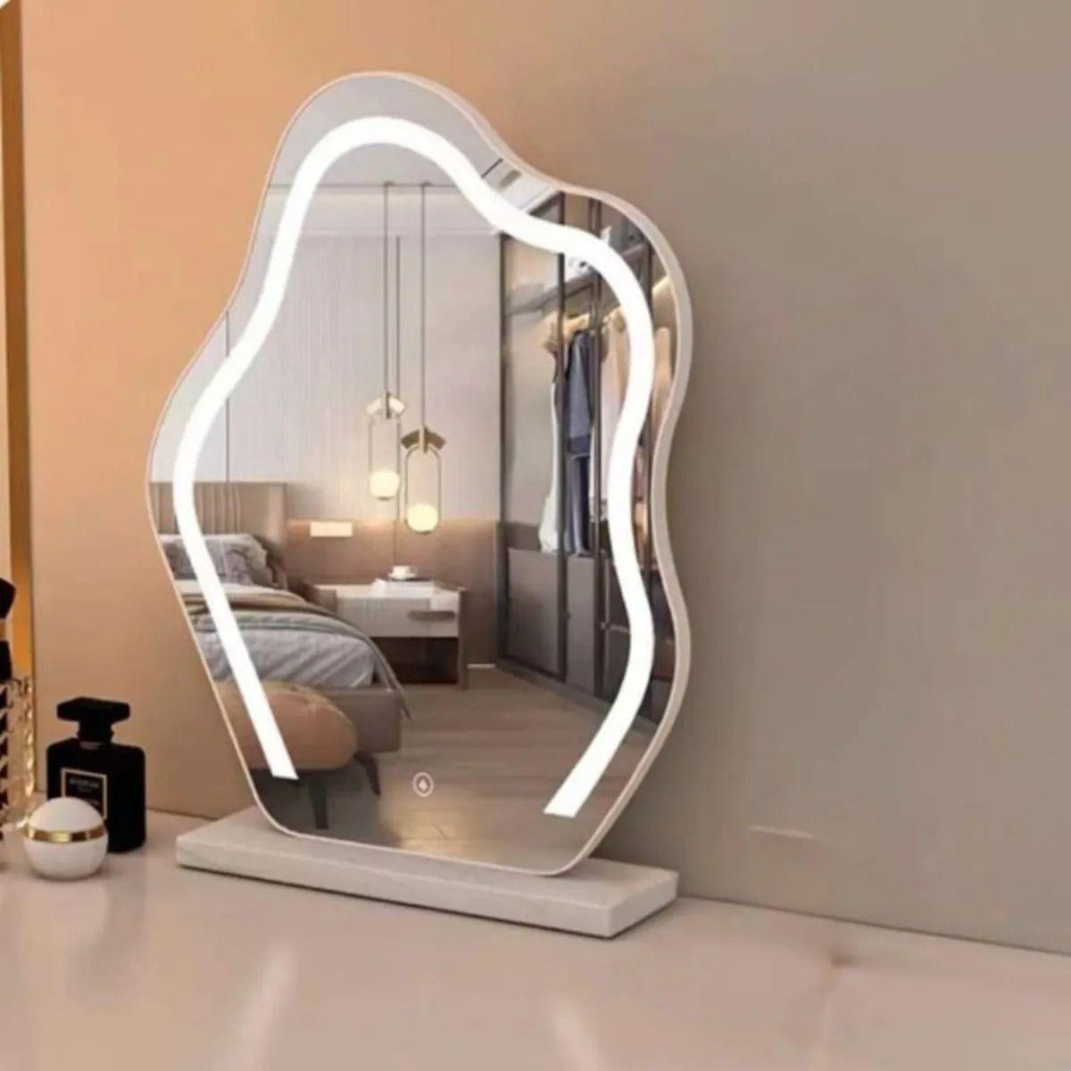 Espejo Mesa Orgánico Luz Led Táctil Tocador Maquillaje ALJ-9