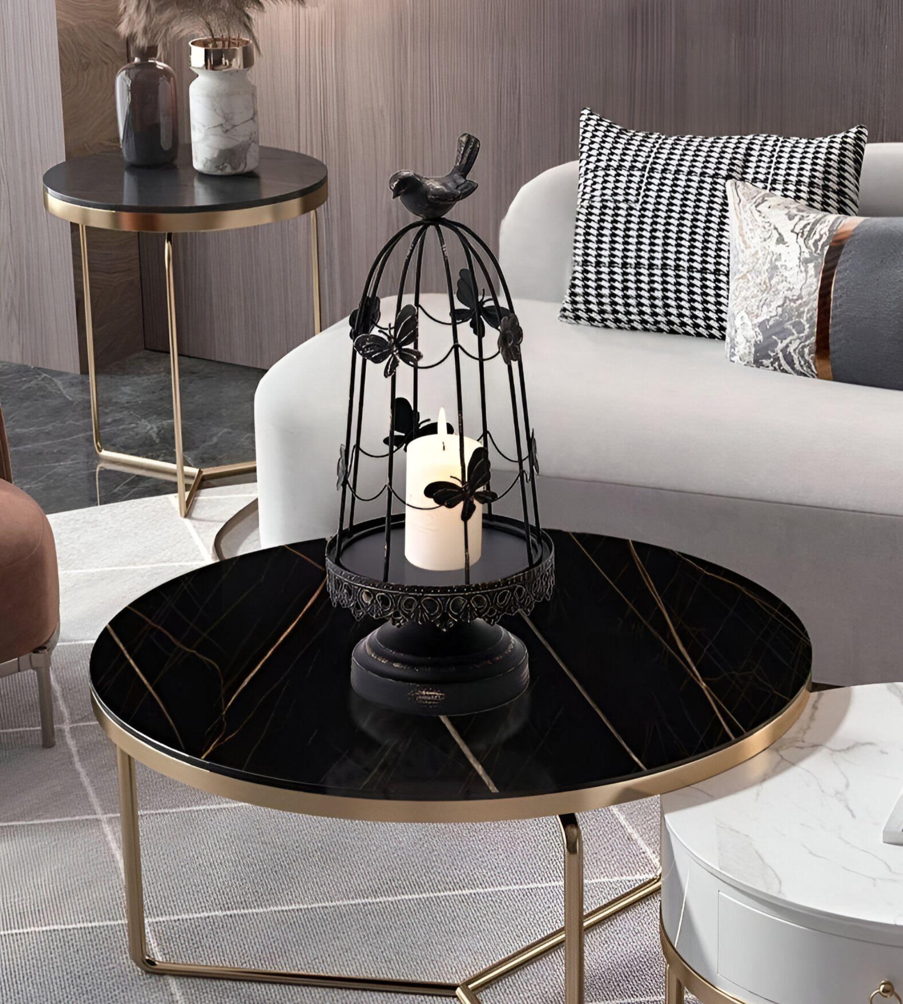 Portavelas Decorativo Jaula Pájaros Multifunción 38cm Jhn-6