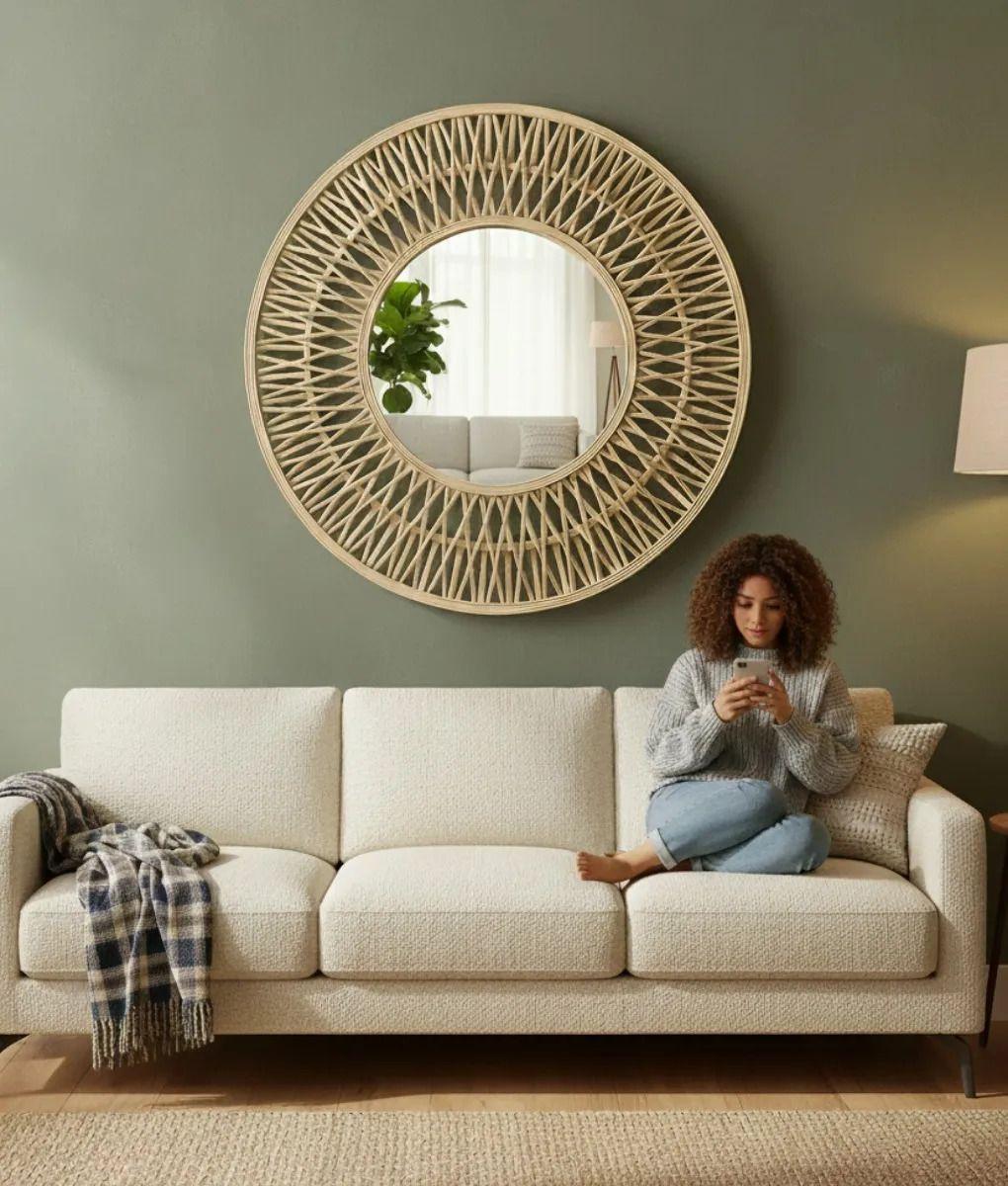 Espejo Decorativo Pared Estilo Bohemio Artesanal Jhn-3