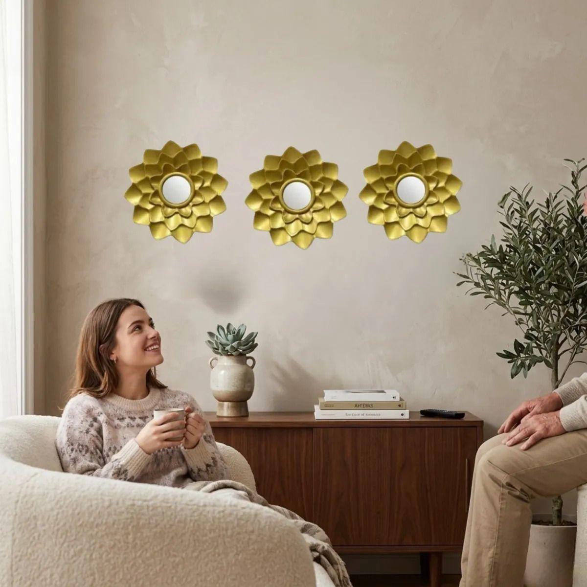 Set 3 Espejos Decorativos Florales Pared Modernos ALJ-2