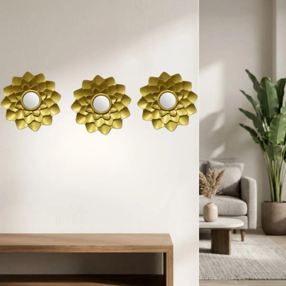 Set 3 Espejos Decorativos Florales Pared Modernos ALJ-6